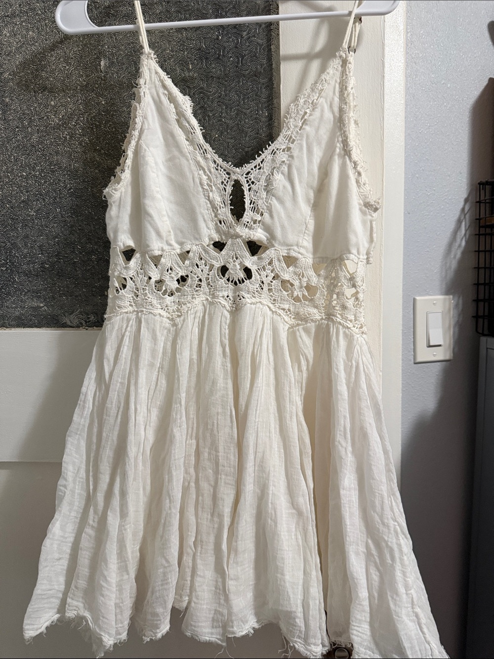 Free People Ivory Crochet-Trim Flowy Sundress